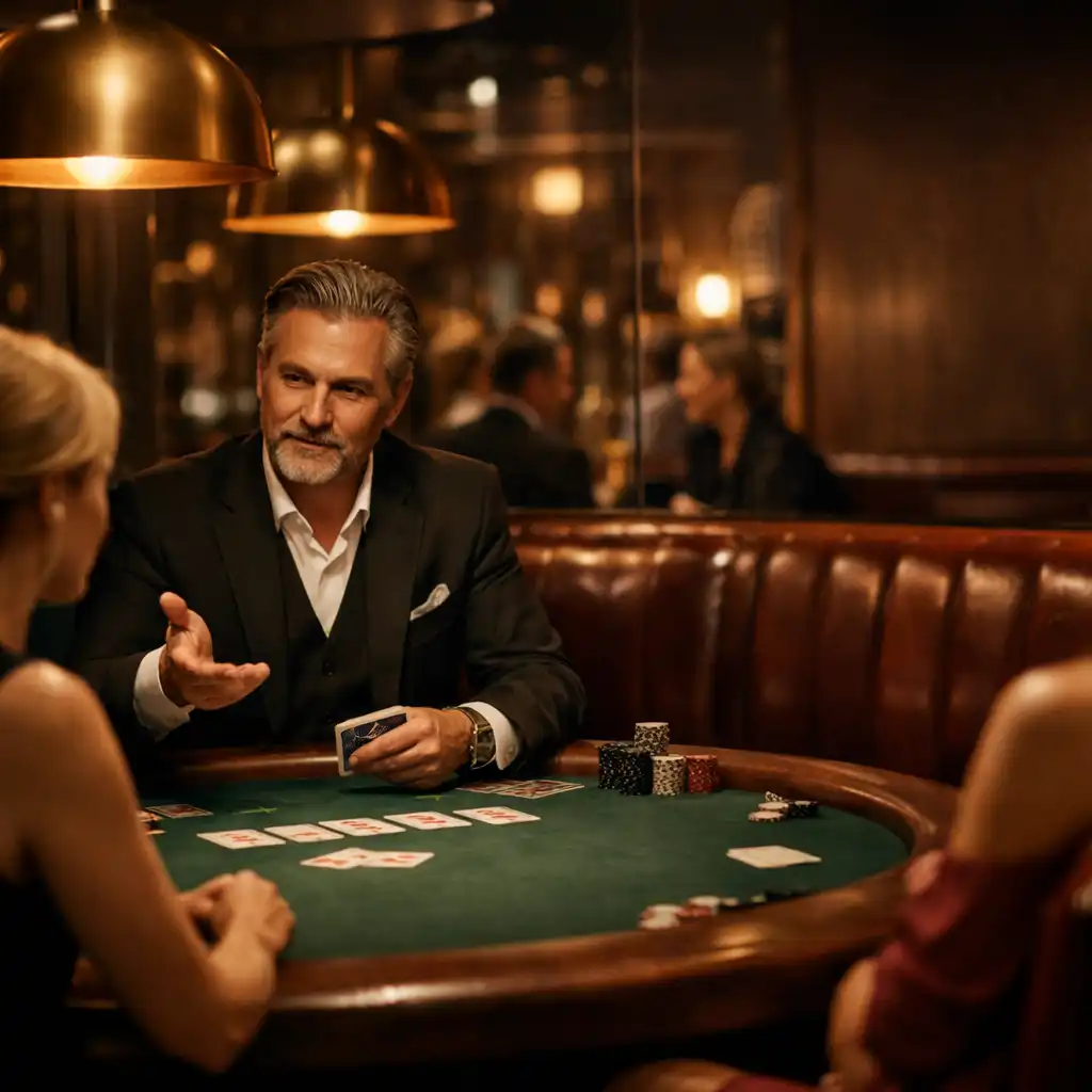 Guests seated at a hosted physical table in the Casino Lounge